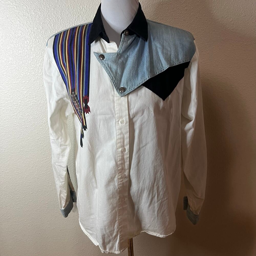 Adobe Rose Vintage 90s Western Aztec Native Print Button Shirt WOMENS MEDIUM
